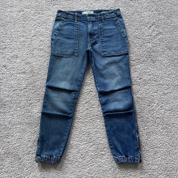 Nili Lotan Military Cropped Jeans Mid Rise Womens 25 Blue Ankle Zip Denim